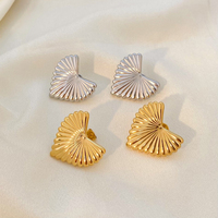 Boucles d'oreilles en forme de cœur à texture géométrique minimale, Joyas De Acero Inoxidable Al Por Mayor, boucles d'oreilles en acier titane plaqué or