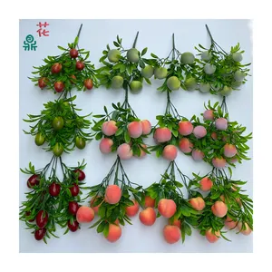 5 Peaches Decorated With Artificial Flowers Shopping Mall Windows Landscaping Fruit And Silk Flowers