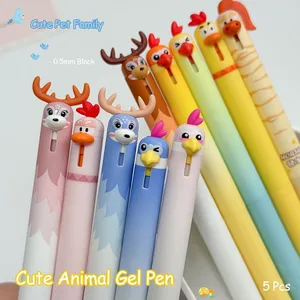 Cute Animal Gel <b>Pens</b> 0.5mm Fun Pet Quick-Dry <b>Pens</b> Penguin Horse Deer Chicken Parrot Style for Study & Office Use - Product Image 1