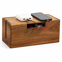 Boîte de gestion des câbles rectangulaire en bois d'acacia à poser sous le bureau avec couvercle, capacité 10-20L, pour bureau, salon et table TV