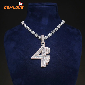 GEMLOVE Number Diamond Pendant <b>D</b>-F Clarity Iced Out Nightclub Rapper Hip Hop <b>Necklace</b> Charm - Product Image 1