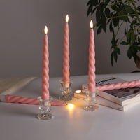 Bougie chauffe-plat à LED en cire de paraffine rose à flamme réelle en 3D à piles de Matti pour la décoration de la maison à Noël