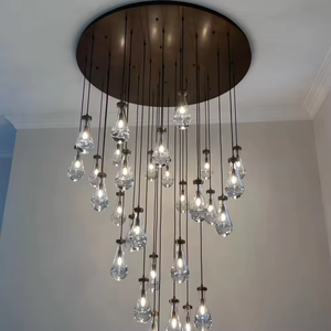 RHOEM Luxury Raindrop Crystal Chandelier for Living Room Staircase High <strong>Ceiling</strong> Foyer Hand-Blown Glass Long <strong>Drop</strong> Pendant <strong>Light</strong> - Product Image 1