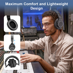Casque d'écoute studio haute résolution filaire supra-auriculaire pour <span class=keywords><strong>monitoring</strong></span> et mixage, pliable, avec prise jack 3,5/6,35 mm pour PC, ordinateur, DJ - Product Image 4