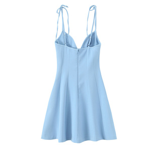 TAOP&ZA Abito Mini Estivo da <span class=keywords><strong>Donna</strong></span> Elegante e <span class=keywords><strong>Sexy</strong></span> con Fiocco e Scollo a V, Stile Europeo e Americano, Nuova Collezione Moda 3152210 - Product Image 3