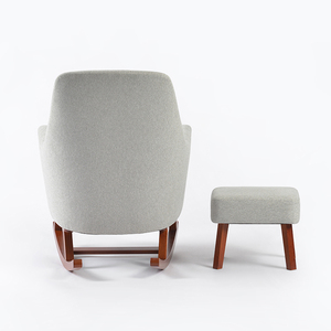 Modern Style <b>Wood</b> <b>Rocking</b> Lounge <b>Chair</b> with Ottoman Comfortable Fabric Furniture for Leisure for Bathroom Use - Product Image 6