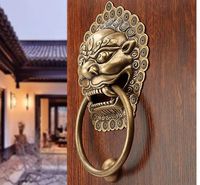 Poignée de frappeur de porte en laiton antique, tête de lion, poignée en forme de tête d'animal, frappeur de porte Lion