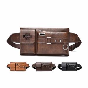 Sacs de poitrine, sacs à bandoulière, sacs banane et sacs de taille pour hommes en cuir PU imperméable, style mode et loisirs, avec logo personnalisé, vente en gros - Product Image 2