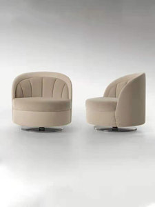 Italian Modern Minimalist Light Luxury Leather Single Swivel Chair Living Room Lounge Chair Designer European <strong>Furniture</strong> - Product Image 5