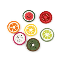 Met de hand gehaakte katoenen fruitschijfjes Frisse stijl Watermeloen Warmte-isolatiepads Haar- en kledingaccessoires Alle seizoenen
