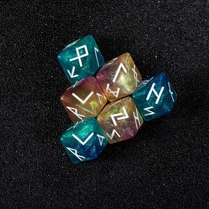 Juego <span class=keywords><strong>de</strong></span> Dados Acrílicos Translúcidos con Gradiente <span class=keywords><strong>de</strong></span> <span class=keywords><strong>Runas</strong></span> D6 D8 D10, Alfabeto Nórdico, para Adivinación, Meditación Wicca y Pronóstico del Futuro - Product Image 3