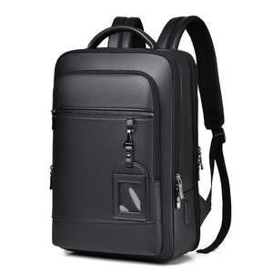 OEM Wholesale PU Business Laptop <b>Backpack</b> with USB Charging Port Multi Pocket 15.6 Inch Faux Leather Travel School <b>Backpack</b> - Product Image 1