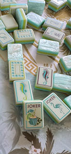 Luxury Acrylic Ocean Style Light Blue Pearl Gradient Seahorse Themed <b>Mahjong</b> Tiles <b>Set</b> for Girls' Gatherings Leisure - Product Image 4
