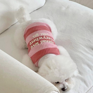 Camiseta sin mangas para mascotas con diseño de gofres a rayas multicolor, chaleco transpirable de verano para perros con estampado de letras para <span class=keywords><strong>cachorros</strong></span> pequeños - Product Image 5