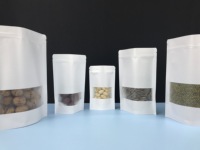 Sac Doypack en Papier Kraft Biodégradable Écologique avec Fenêtre Transparente et Fermeture Zip Refermable, Finition Mate, Qualité Alimentaire, pour Aliments pour Animaux et Noix