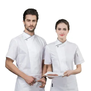 Man Chef Coat Food Service Cook Uniform Male Waiter Work Shirt