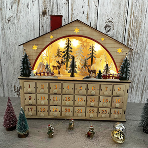 Lịch Cắt Laser Lịch Đếm Ngược Giáng Sinh Ván Ép Mùa Vọng Cảnh Làng Giáng Sinh Có Đèn LED - Product Image 2