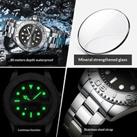Montre de plongée pour homme POEDAGAR 680, acier inoxydable, lunette rotative, étanche 30M, date luminescente, calendrier, quartz, montre sport