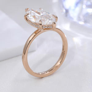 랩 그로운 다이아몬드 링 4 캐럿 합성 다이아몬드 IGI 인증 후작 컷 맞춤 제작 14K 골드 여성용 약혼 반지 - Product Image 4