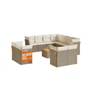 Set Divano da Giardino in Rattan Beige, Arredamento da Esterno con Cuscini in Schiuma ad Alta Densità, Design Contemporaneo Impermeabile - Product Image 1