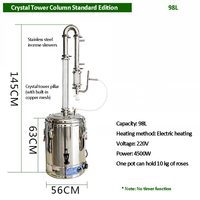 Colonne de cristal en acier inoxydable pour la diffusion de parfum, colonne de diffusion d'huiles essentielles, distillateur d'huiles essentielles, purification d'huiles essentielles florales, hydrolat