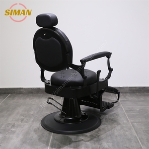 Siman Chaise <span class=keywords><strong>de</strong></span> coupe <span class=keywords><strong>de</strong></span> cheveux pour hommes Chaise <span class=keywords><strong>de</strong></span> barbier en acier inoxydable Accoudoir pivotant Noir Pliable Barber Shop Meubles Abordable - Product Image 4