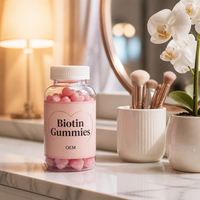 Gommes à la biotine, complément de vitamine B7, forme de cœur, rose, complément alimentaire à mâcher, 60 unités, étiquette privée OEM