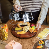 Support à gâteau en bois avec couvercle en dôme pour cadeaux de pâtisserie, anniversaires, cuisine, fêtes, mariages