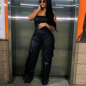 Nuove tute aderenti da <span class=keywords><strong>donna</strong></span> alla moda con tasca in morbida <span class=keywords><strong>pelle</strong></span> <span class=keywords><strong>nera</strong></span> tute da allenamento Casual in <span class=keywords><strong>pelle</strong></span> Cargo tute da <span class=keywords><strong>donna</strong></span> - Product Image 3