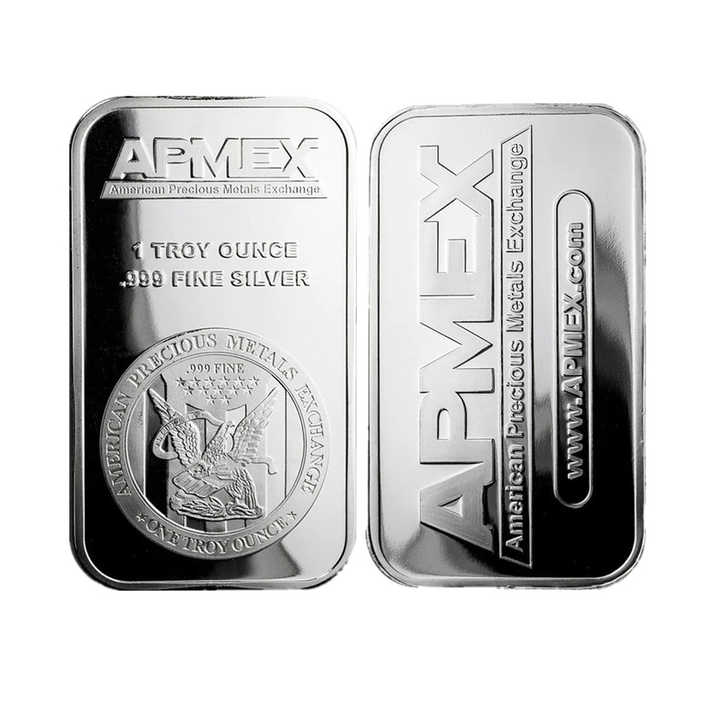 Non-Magnetic Silver Plated APMEX Zinc Alloy 1 Ounce Bullion Bar