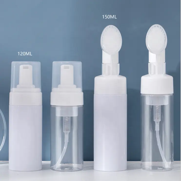 거품 펌프 병을 가진 둥근 플라스틱 애완 동물 비누 분배기 백색 투명한 빈 얼굴 세척제 거품이 이는 병 150ml 200ml 250ml