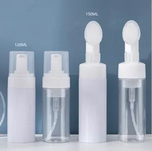 Weiße transparente leere Gesichtsreiniger-Schaum flasche 150ml 200ml 250ml runder Kunststoff-PET-Seifensp ender mit Schaum pumpen flasche