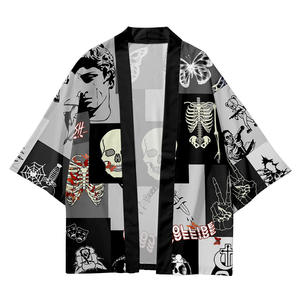 Streetwear Hommes Femmes Cardigan Cosplay Haori Yukata Harajuku Tops Robe Grande Taille 5XL 6XL Imprimé Crâne Plage Style <span class=keywords><strong>Japonais</strong></span> <span class=keywords><strong>Kimono</strong></span> - Product Image 2