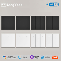 Interruptor Inteligente WiFi Tuya LangYeao de 1/2/3/4 Botones con Reinicio, 600W 10A, Funciona con Cable Neutro, Compatible con Alexa y Google Home, 6 Colores