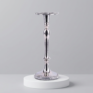 Bougeoir pilier orné de cristal argenté Accent décoratif de table élégant - Product Image 1