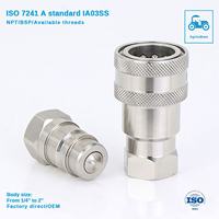 Raccords rapides hydrauliques ISO7241-A 1/4" BSP en acier au carbone avec connecteur à valve à poussoir