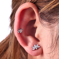 Piercing Labret en Titane ASTM-F136 G23 de Qualité Implantable avec Zircon, Bijou d'Oreille de Haute Qualité pour Halloween