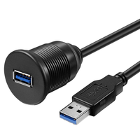Câbles d'extension USB 3.0 pour tableau de bord de voiture, charge rapide 5A, 1m, gaine en PVC tressée, mâle vers femelle, montage encastré