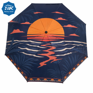 Parapluie incassable anti-UV, durable, avec poignée premium, motif personnalisé Coucher de soleil à Hawaï, parapluie coupe-vent avec logo - Product Image 1