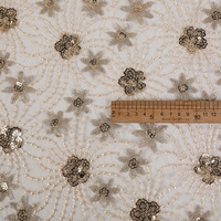 Tissu en dentelle française de luxe, maille tricotée, tulle brodé, paillettes, perles, robes de mariée, robes de soirée, 100% polyester, filles et garçons