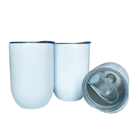 Entrepôt USA Stocké Blanc 12 oz Droite Sublimation Blancs Gobelet à Vin en Acier Inoxydable