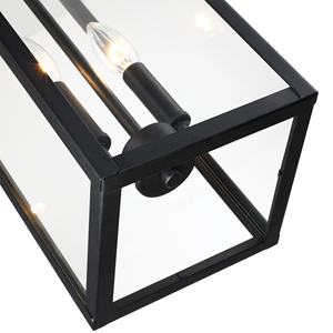 2灯7英寸黑色吊灯，带透明玻璃悬挂现代户外吊灯，带双E12底座插座门厅入口门廊 - Product Image 6