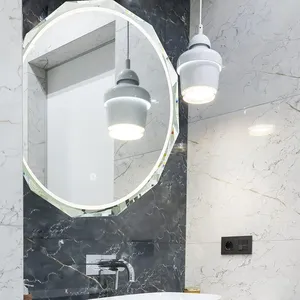 Espejo de baño LED redondo, Interruptor táctil, marco de borde biselado, espejo de tocador de montaje en pared, 3 colores, antivaho para salón, Hotel, apartamento - Product Image 2