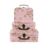 Vente en gros de boîtes-cadeaux rigides en forme de valise rose jaune de 2cm d'épaisseur impression 4C de matériaux recyclés pour le stockage de vêtements de bébé