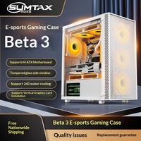 Boîtier d'ordinateur Sumtax/Beta 3, ordinateur de bureau, côté entièrement transparent, pour jeux, refroidissement par eau, carte mère Micro-ATX, câblage arrière