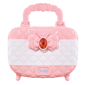 Kit per il trucco di finzione del gioco dei bambini di plastica spazzola di bellezza specchio e Set cosmetico lavabile vestito da principessa borsa per bambine - Product Image 1