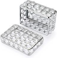 Boîte à bijoux en cristal avec pieds, coiffeuse à domicile, boîte de rangement pour bijoux en perles de diamant décorées