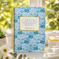 Journal de prière religieux anglais personnalisé avec couverture en papier A5 à motif floral marguerite, dorure à chaud et coins métalliques