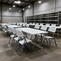 Table pliante d'extérieur résistante aux intempéries en plastique HDPE de 6 pieds avec cadre en acier pour sièges de concert