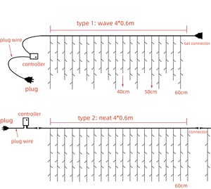Nguồn nhà sản xuất ấm trắng connectable không thấm nước 220V 8 chức năng điều khiển ngoài trời LED Curtain <span class=keywords><strong>String</strong></span> Lights - Product Image 4